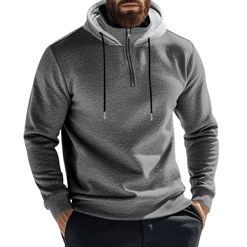 Herren nan Halbzip-Kapuzenpullover mit kontrastkapuze, Kordelzug und schmaler Silhouette EB