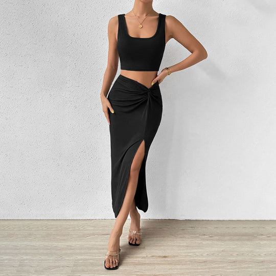 Damen Elegantes Maxi-Kleid mit seitlichem Schlitz und lässigem Wickeldesign EB