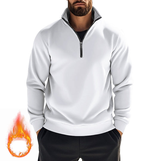 Herren nan komfortables Halbzip-Sweatshirt mit Stehkragen, leicht angerauter Innenseite und geripptem Saum EB