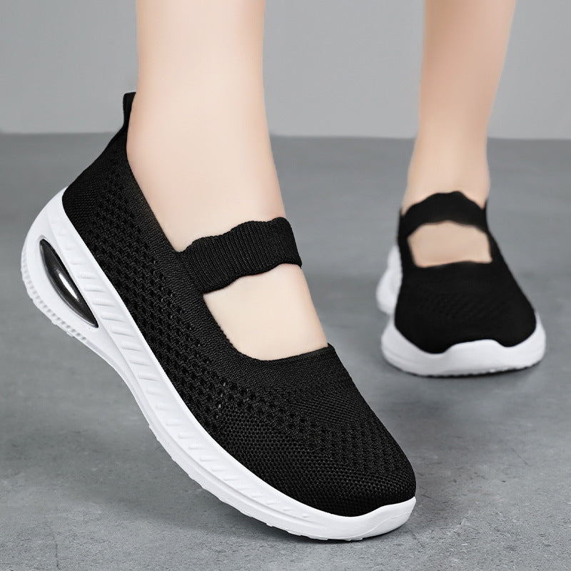 Damen Bequeme und atmungsaktive Sneakers mit elastischem Riemen EB