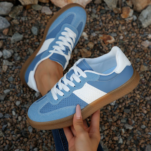 Damen Modische Freizeitsneaker mit perforiertem Obermaterial und rutschfester Laufsohle EB