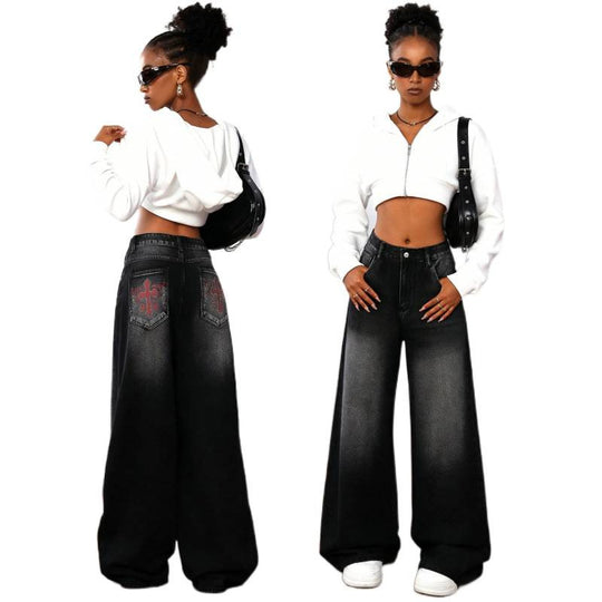Damen Weite Jeans im Urbanen Stil mit Exklusivem Design EB