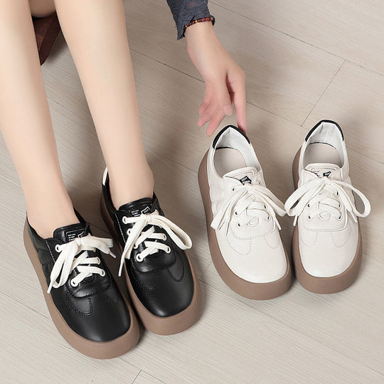 Damen Trendige Plateau-Sneaker aus hochwertigem Kunstleder mit bequemer Sohle EB