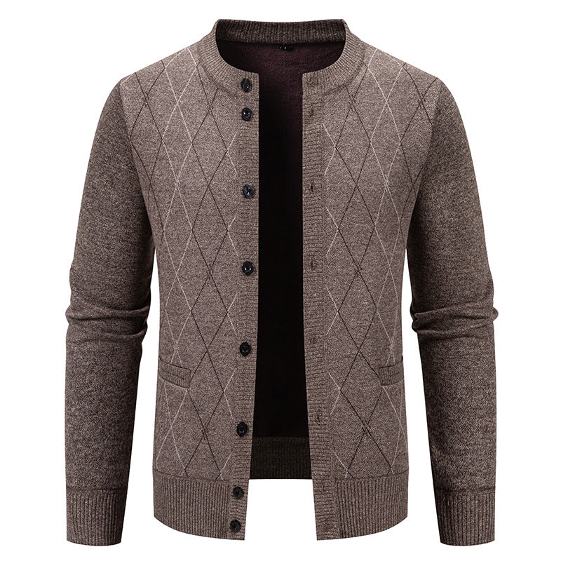 Herren Strickjacke mit modernem Rautenmuster EB