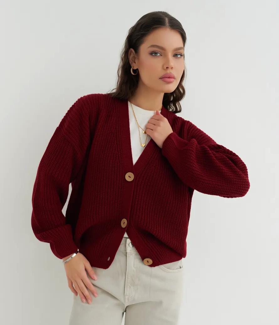 Damen lässige Strickjacke mit praktischen Knopfdetails und OHNE Einschränkung EB