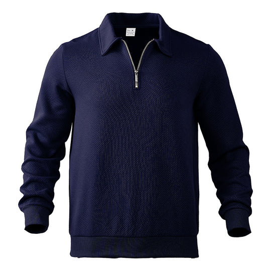 Herren Sportlicher Pullover mit Reißverschluss und strukturiertem Design EB