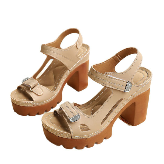 Damen Elegante Plateau-Sandalen mit modischem Riemen und stabiler Sohle EB