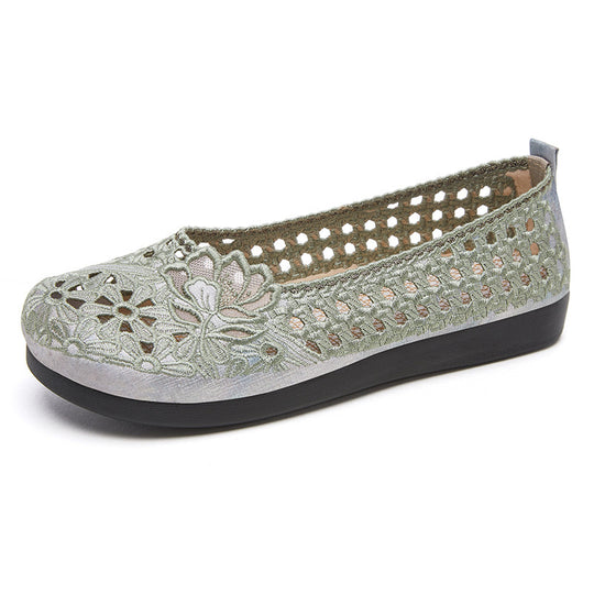 Damen Elegante und atmungsaktive Ballerinas mit floralen Stickereien EB