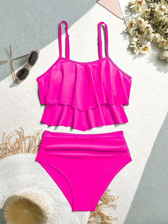 Damen Bikini-Set mit voluminösem Rüschendesign EB