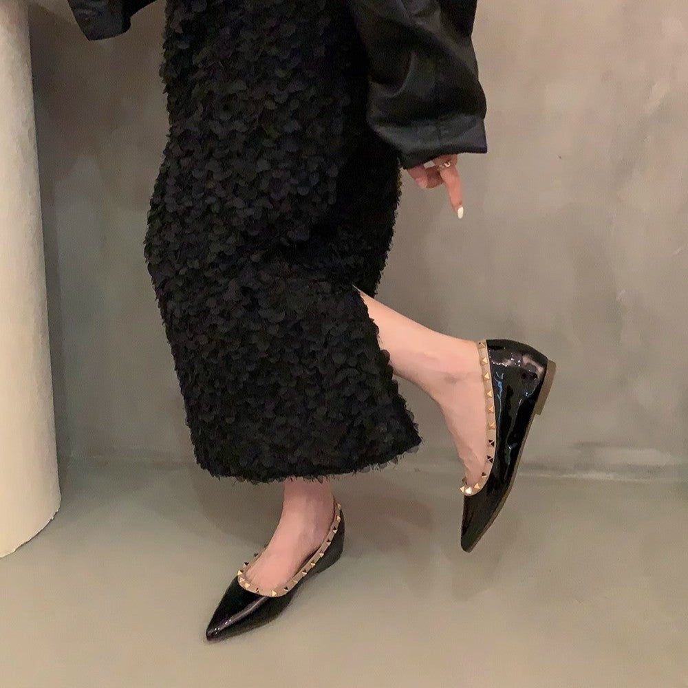 Damen elegante Ballerinas mit modischen Nietenakzenten und komfortabler Innensohle EB