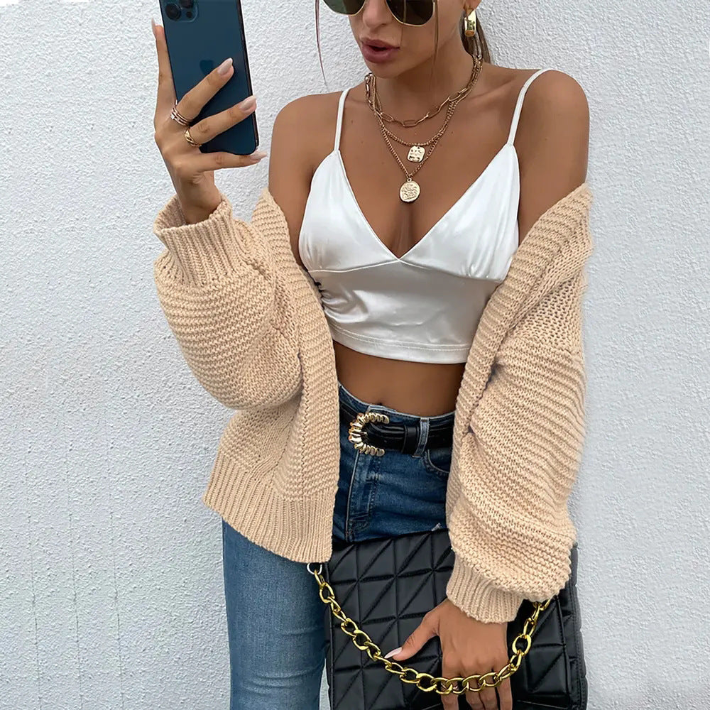 Damen Grobstrickjacke mit weitem Schnitt und weichen Ärmeln EB