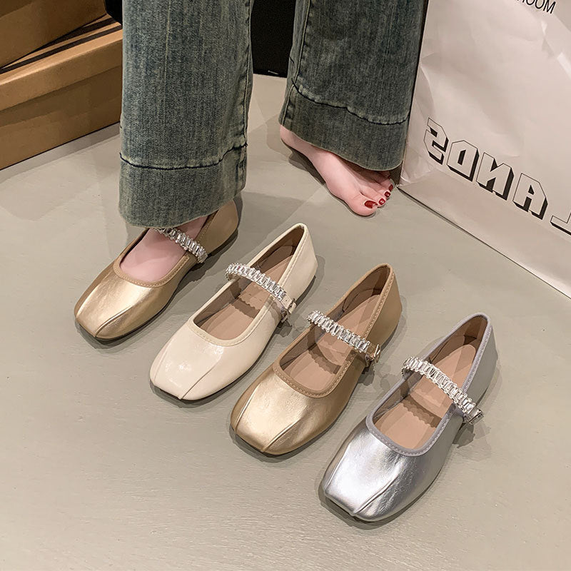 Damen Ballerinas mit funkelndem Riemen EB