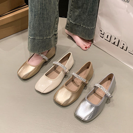 Damen Ballerinas mit funkelndem Riemen EB