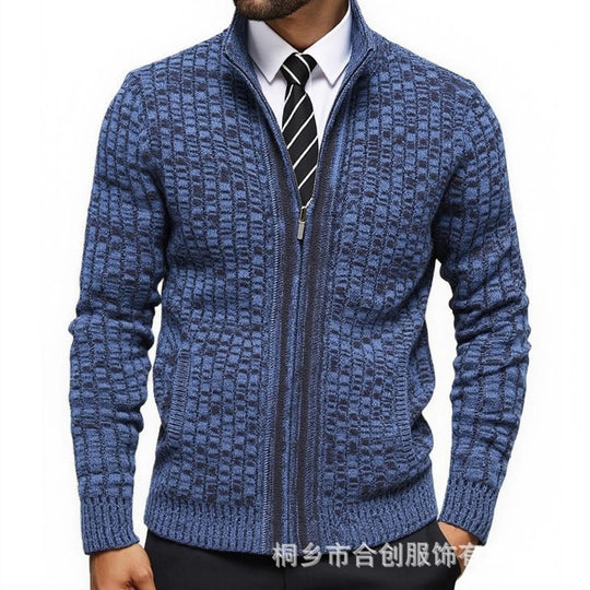 Herren strukturierte Strickjacke mit eleganter Zip-Front EB