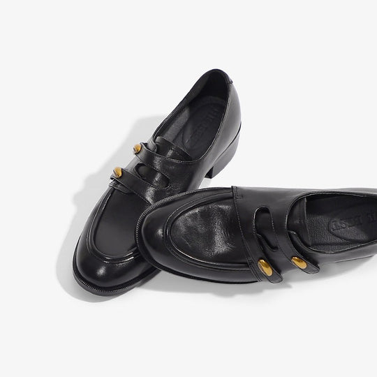 Damen elegante Mokassins mit modischem Riemchen und goldenen Akzenten EB