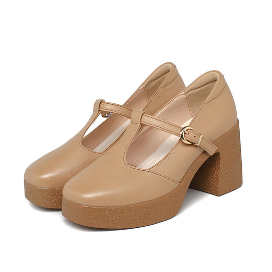 Damen Mary Jane Pumps mit komfortablem Blockabsatz und verstellbarem Riemen EB