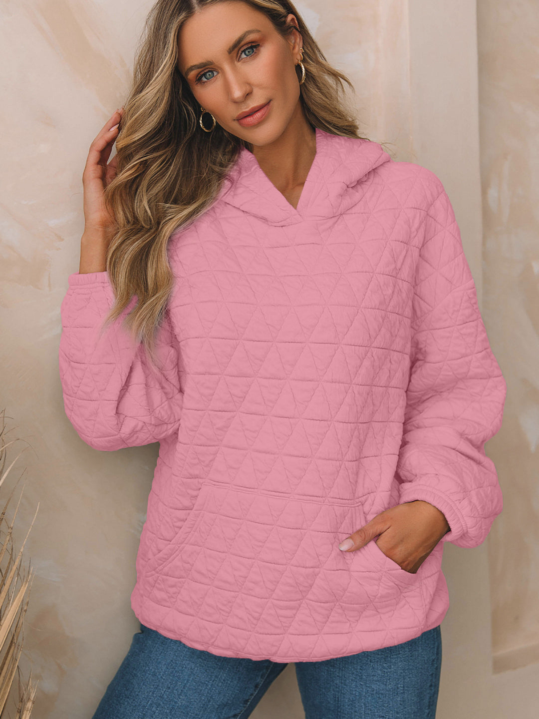 Damen Kapuzenpullover mit strukturiertem Steppmuster und praktischen Taschen EB