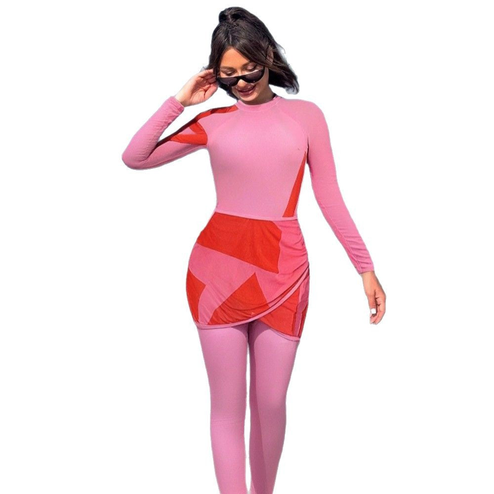 Damen Sportlicher Badeanzug mit schwingendem Rock EB