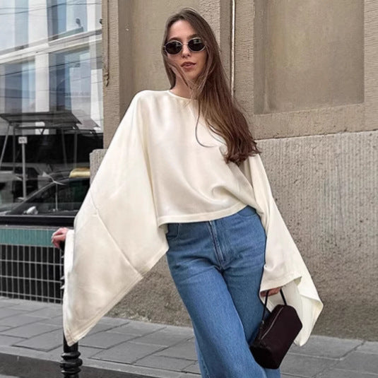 Damen Oversized Sweatshirt mit weitem Schnitt und eleganten Ärmeln EB