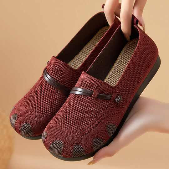 Damen Bequeme Slip-On Ballerinas mit flexiblem Obermaterial EB