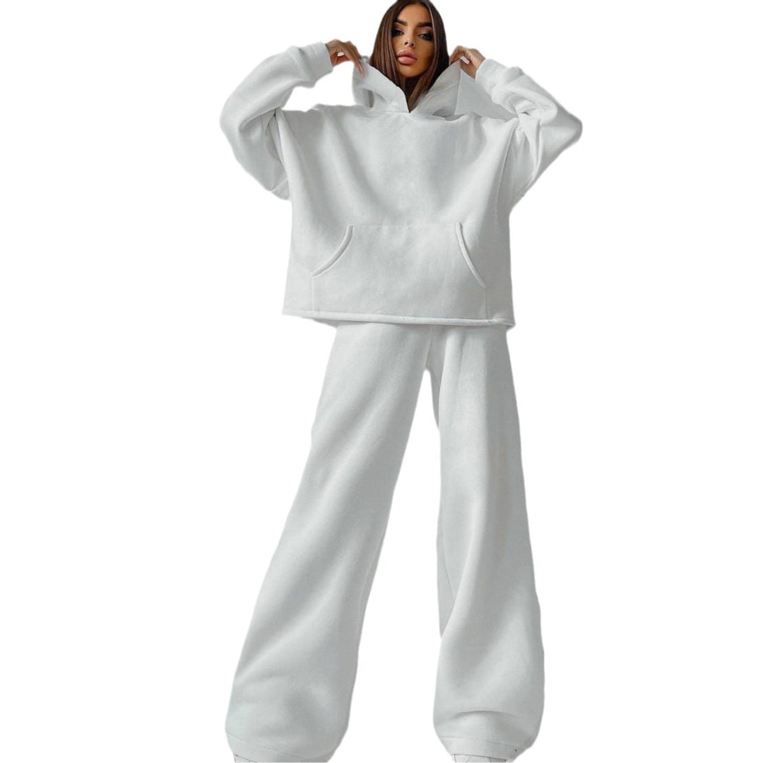 Damen lässiges Oversized Hoodie- und Wide Leg Hosen Set EB