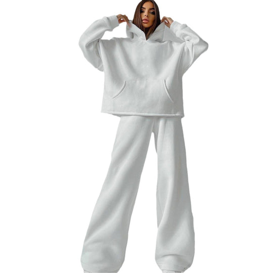 Damen lässiges Oversized Hoodie- und Wide Leg Hosen Set EB