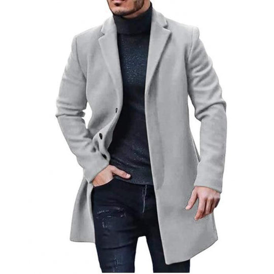 Herren eleganter und klassischer Wollmantel mit schmalem Schnitt EB