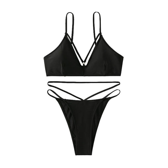 Damen Triangel-Bikini mit verstellbaren Trägern und raffiniertem Schnitt EB