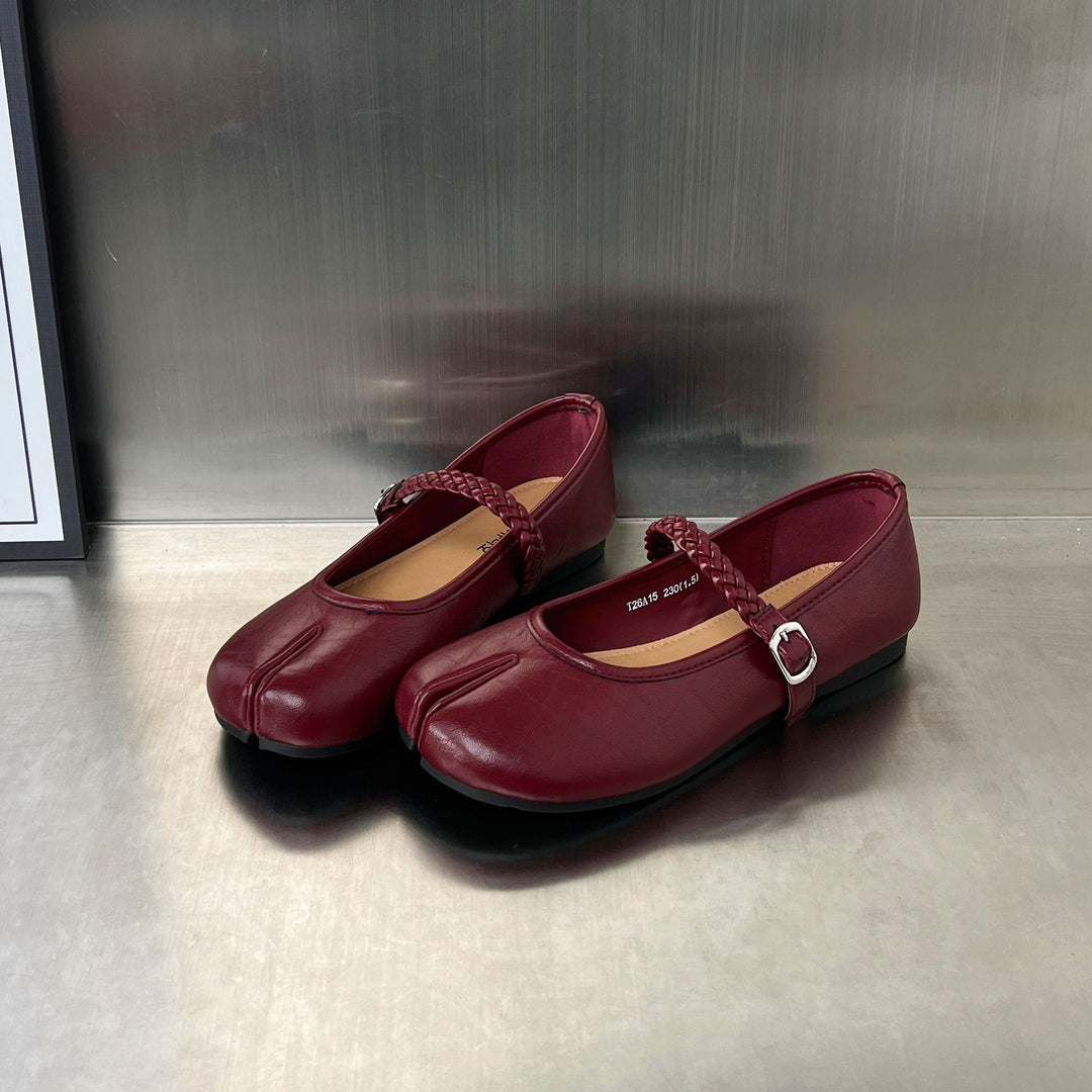 Damen Ballerinas mit geflochtenem Riemen und weichem Innenfutter EB