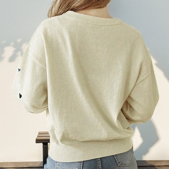 Damen kuscheliger Pullover mit Herzmotiven EB