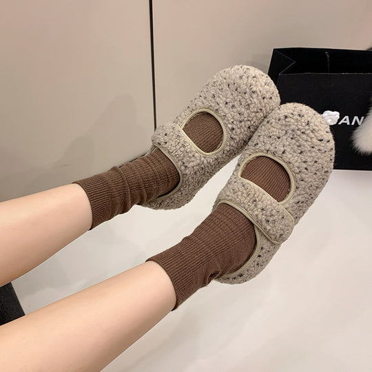 Damen Kuschelige Hausschuhe mit verstellbarem Riemen und weichem Innenfutter EB