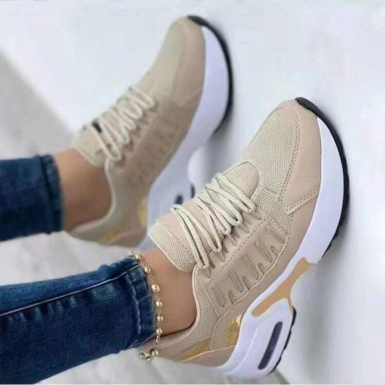 Damen Chunky-Plateau-Sneaker mit luftgepolsterter Sohle und atmungsaktivem Mesh-Obermaterial EB