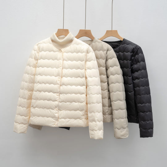 Damen Leichte gesteppte Jacke mit hochgeschlossenem Kragen und elastischen Bündchen EB