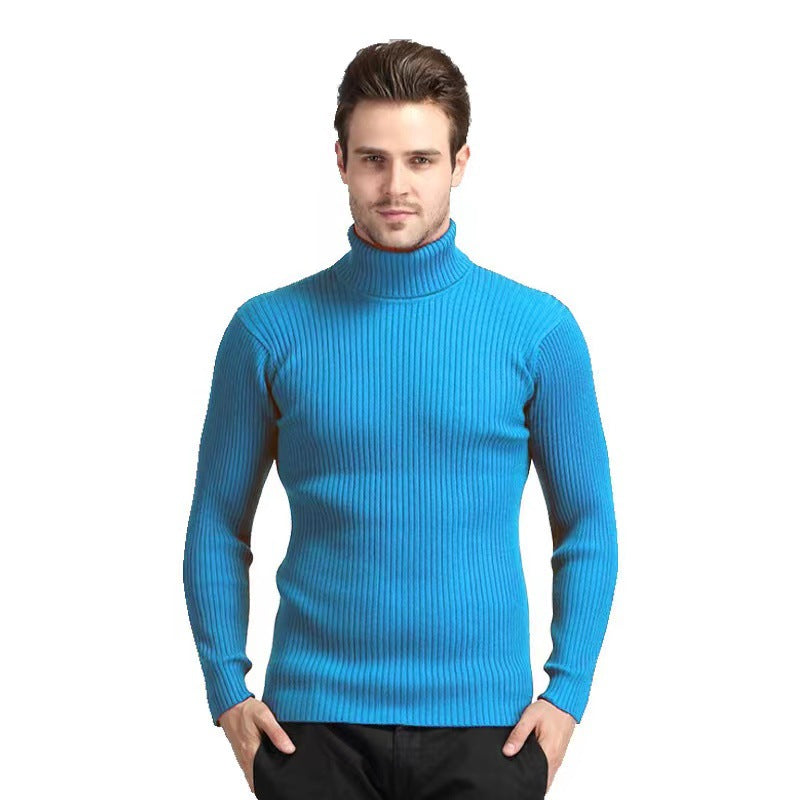 Herren nan Rippstrick Rollkragenpullover figurnaher elastischer Feinstrick EB
