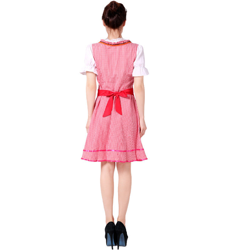 Damen nan Trachtenkleid im Vintage-Stil mit elastischem Bund verstellbarer Schnürung und schmeichelndem Tellerrock EB