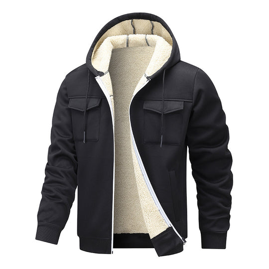 Herren gefütterte Kapuzenjacke im sportlichen Design mit praktischen Taschen EB