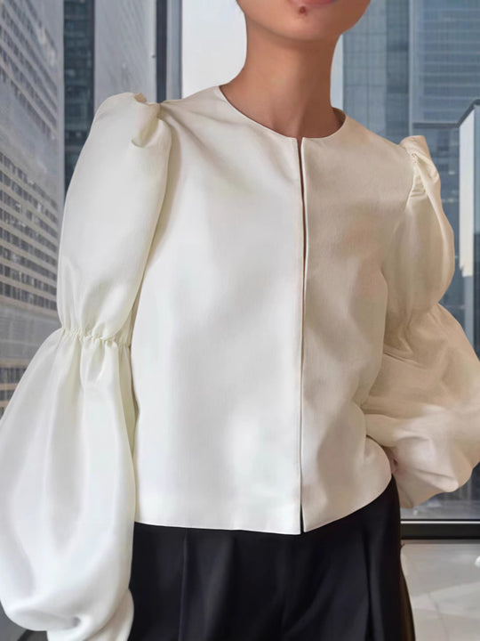 Damen Bluse mit voluminösen Puffärmeln und elegantem Design EB