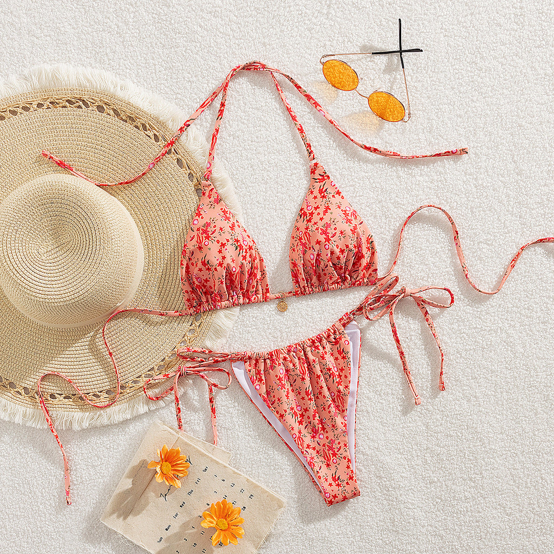 Damen Triangel-Bikini mit verspielten Bindebändern EB