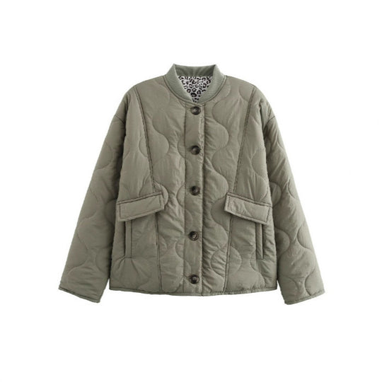Damen gesteppte Übergangsjacke mit frontalen Klapptaschen EB