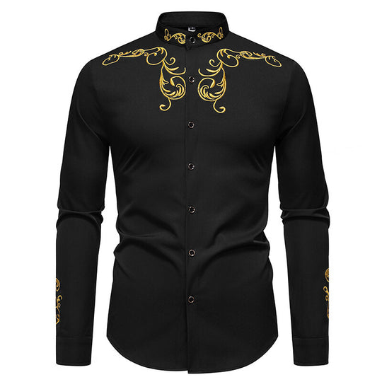 Herren Langarmshirt mit elegantem Stickereidesign EB