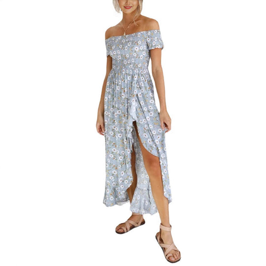 Damen Off-Shoulder Maxikleid mit floralem Print und lässigem Schnitt EB