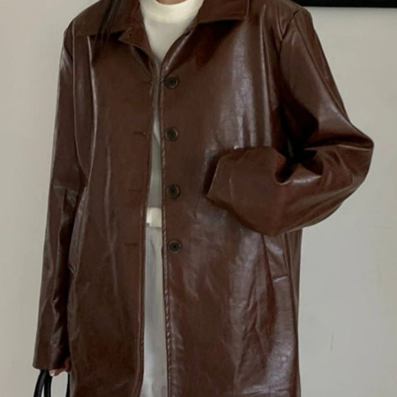 Damen lässige und stylische Kunstlederjacke EB