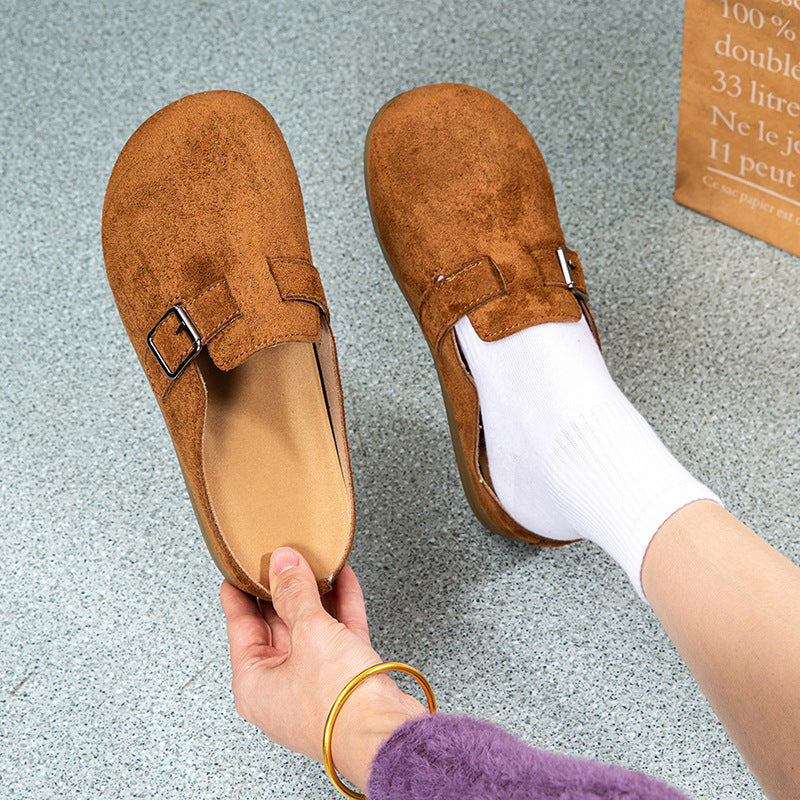 Damen Bequeme Hausschuhe mit verstellbarem Riemen und rutschfester Sohle EB