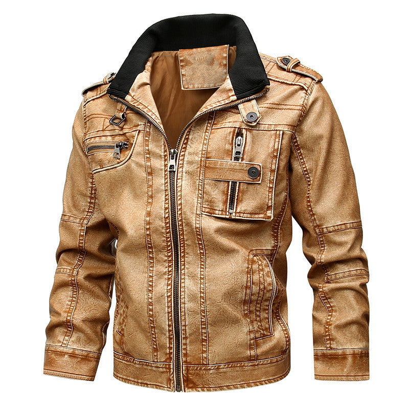 Herren robuste Kunstlederjacke im Military-Stil EB