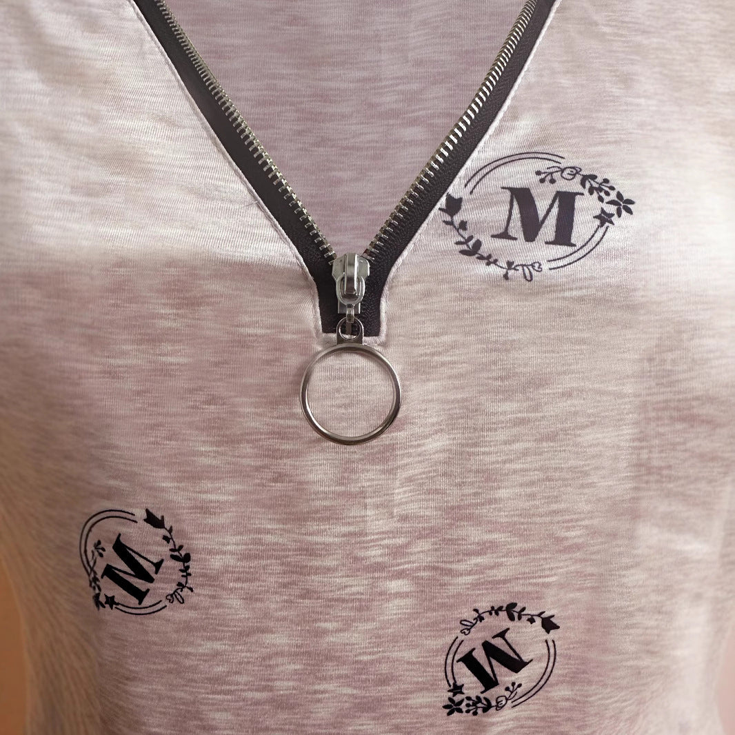 Damen modisches T-Shirt mit Reißverschluss EB