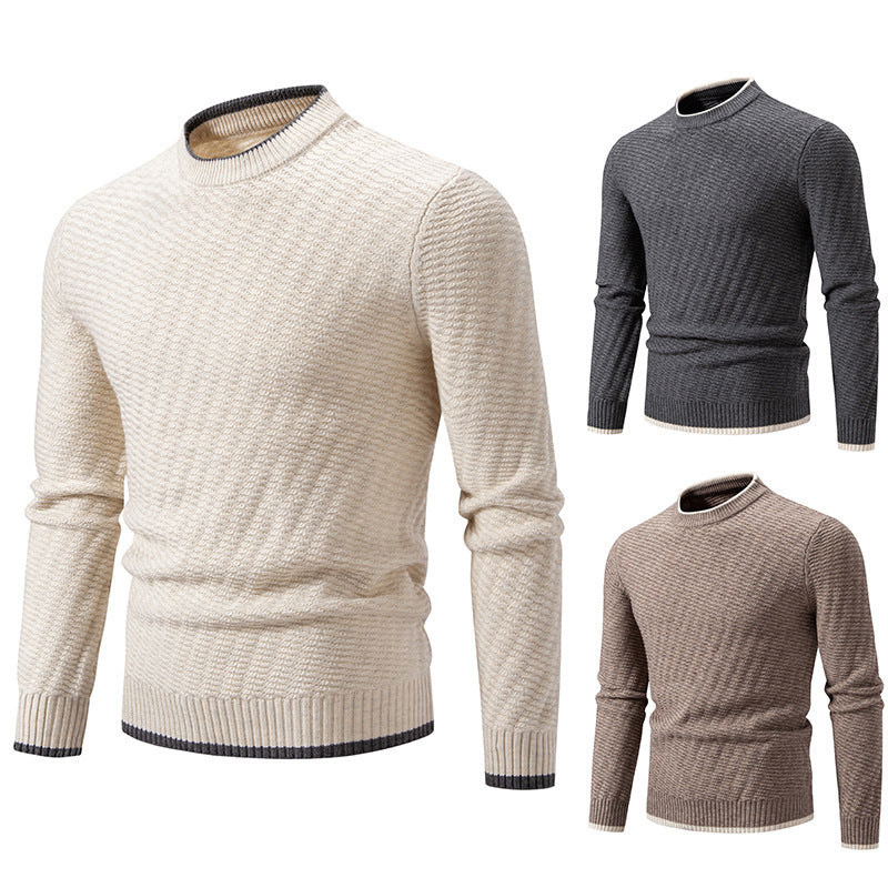 Herren strukturierter Pullover mit hochabschließendem Kragen EB