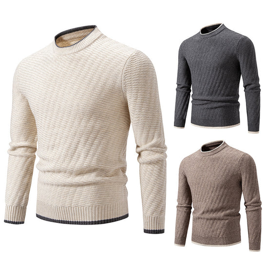 Herren strukturierter Pullover mit hochabschließendem Kragen EB