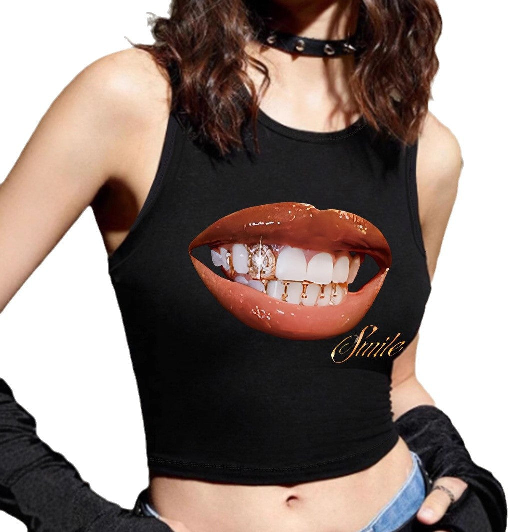 Damen Crop-Top mit mutigem Statement-Druck EB