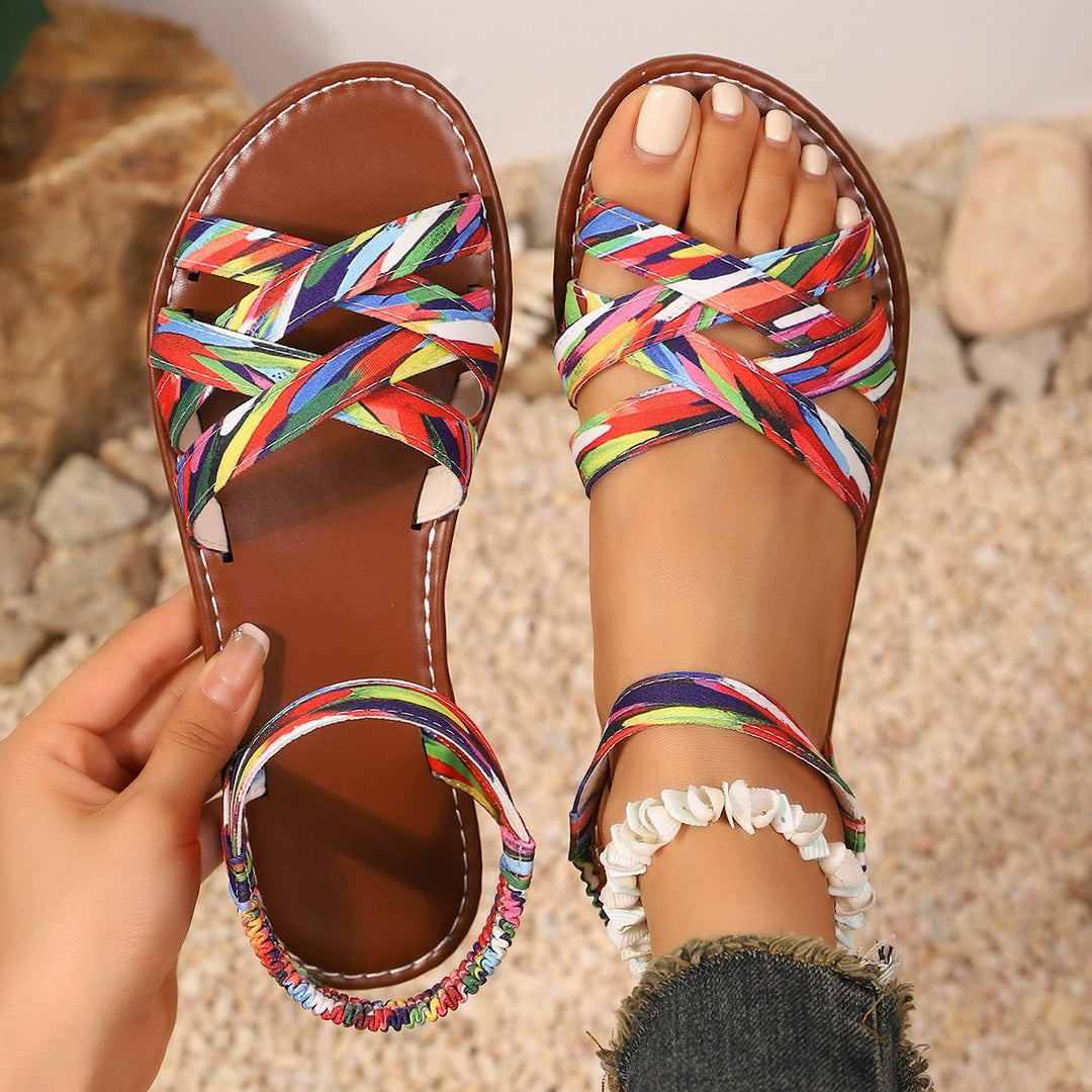 Damen Riemensandalen mit geflochtenem Design und verstellbarem Riemen EB