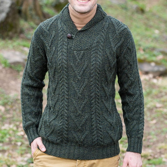 Herren Strickpullover mit klassischem Kragen und strukturiertem Muster EB